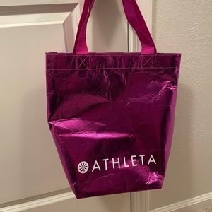 Athleta Shopping Tote Bag, Small, Flat, Pink Metallic Foil